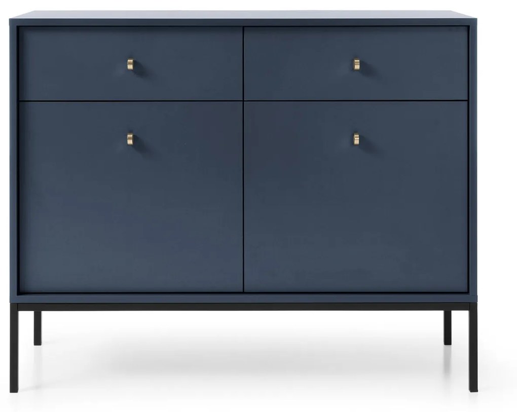 Komoda Mono II 104 cm so zásuvkami modrá/čierna