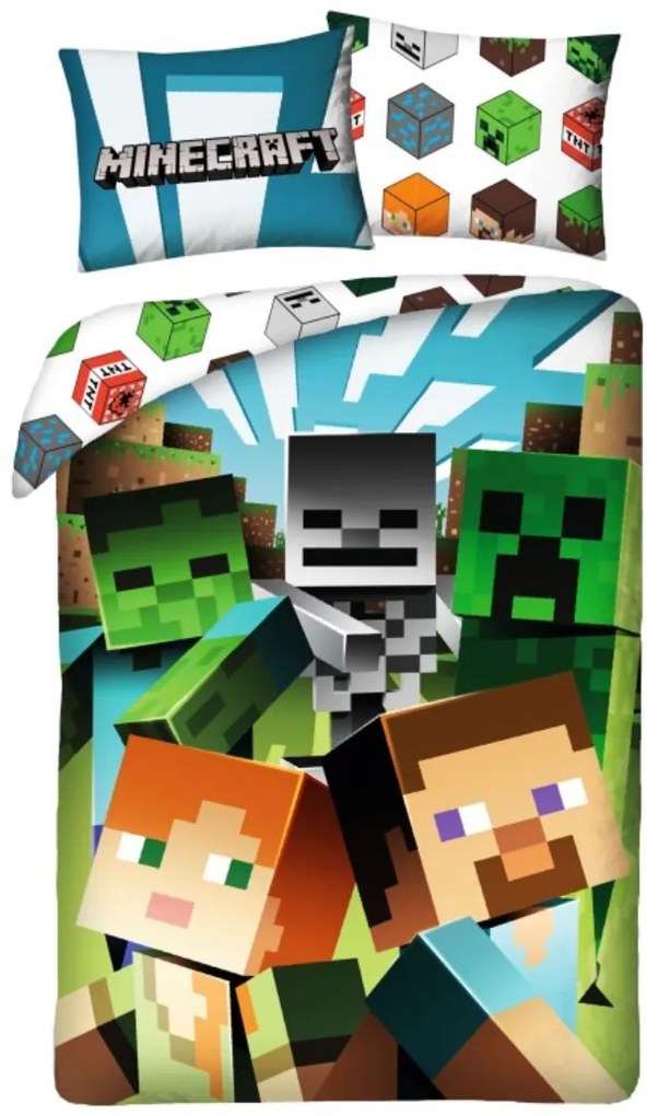 Detské obliečky Minecraft 01 140x200 70x90 cm 100% Bavlna Halantex