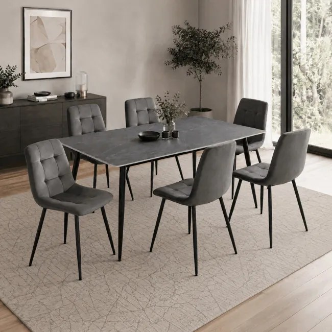 Jedálenská stolička zamatová, sivá CT-V5081 GREY4