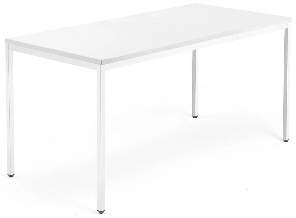 Rokovací stôl QBUS, 1600x800 mm, so 4 nohami, biely rám, biela