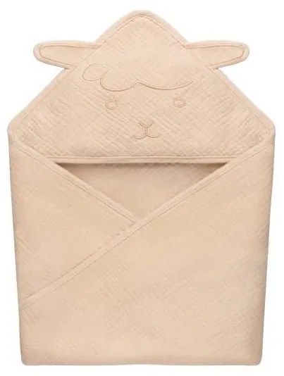 Lionelo - Detská mušelínová osuška s kapucňou Béžová Cappuccino