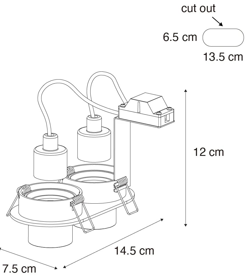 Okrúhle zapustené bodové svetlo biele GU10 35 mm sklopné 2-svetlo - Installa