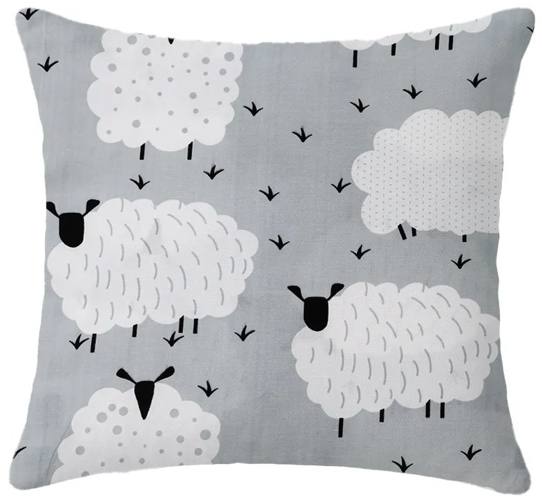 Sada 2 ks dekoračných povlakov WHITE SHEEPS 45x45 cm, sivá