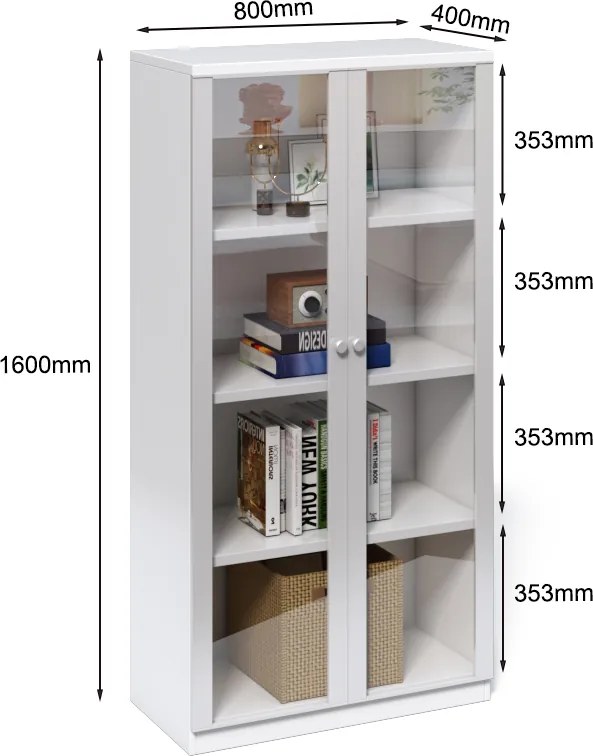 Kancelárska knižnica Houseland Prime Core 01 80 cm biela