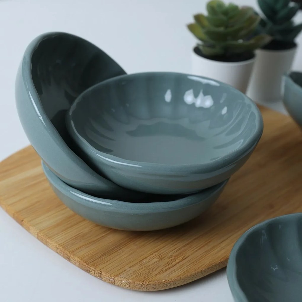 Súprava 6 kameninových misiek Laguna 12 cm, petrolejová