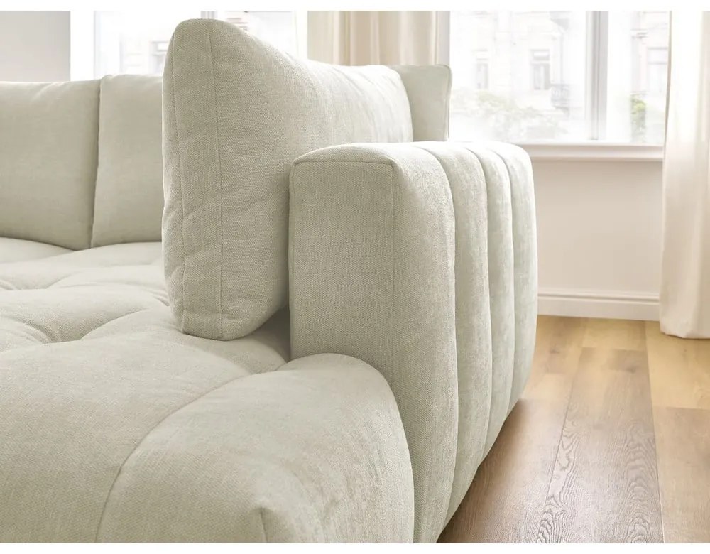 Béžová rozkladacia/s úložným priestorom rohová pohovka (pravý roh/do L) Fuji – Bobochic Paris