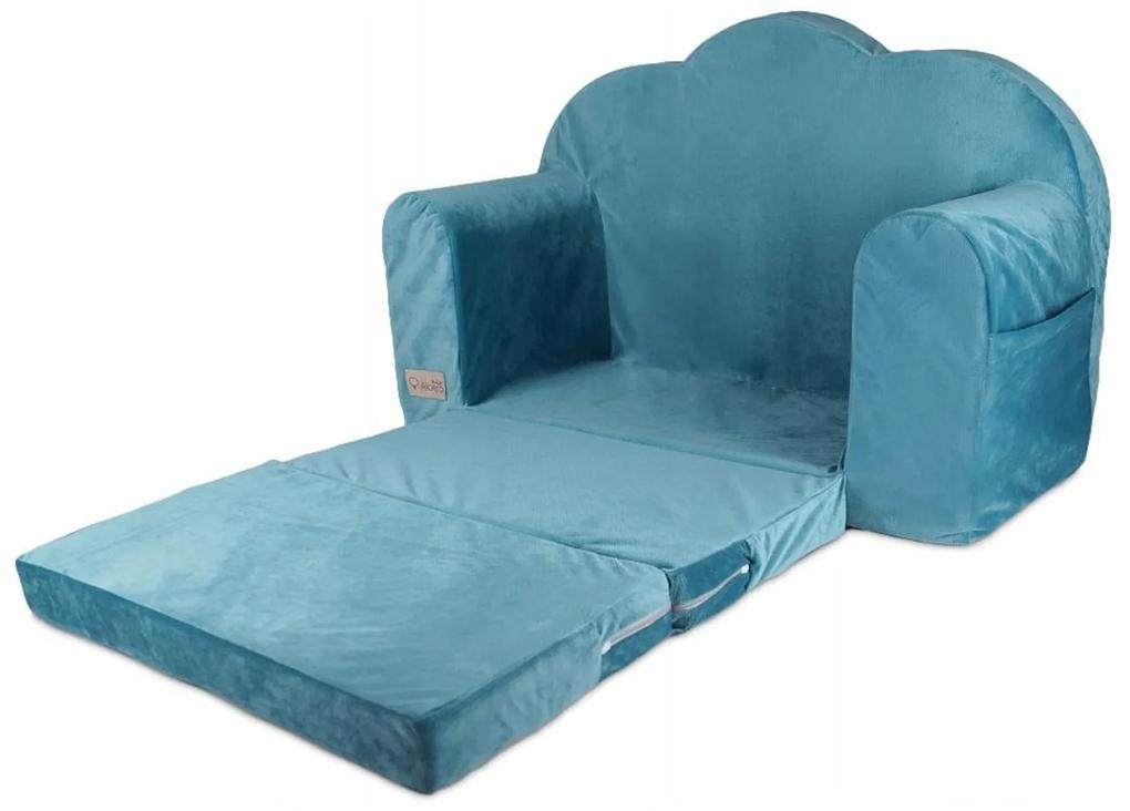 ALBERO MIO detská rozkladacia sedačka Velvet modrá