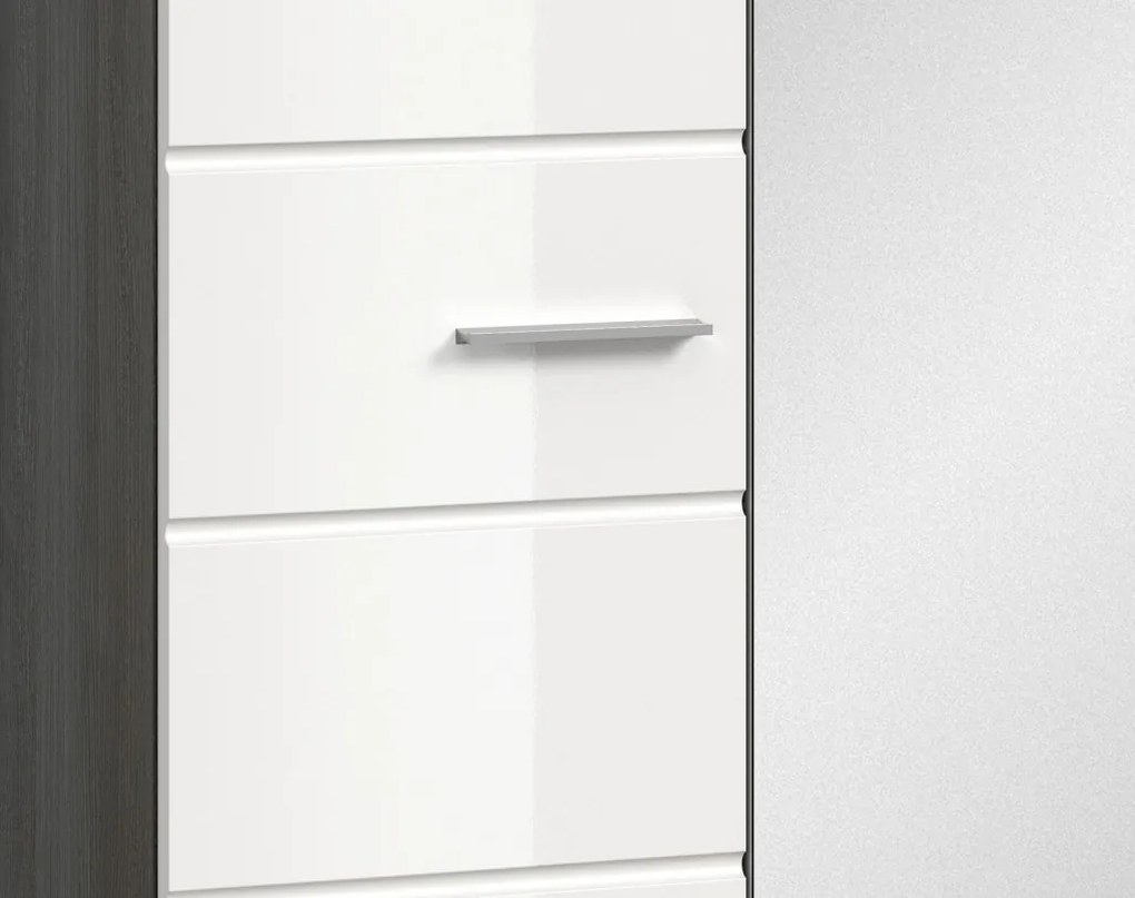 Predsieňová skriňa so zrkadlom Salsa, šedý dub/biely lesk