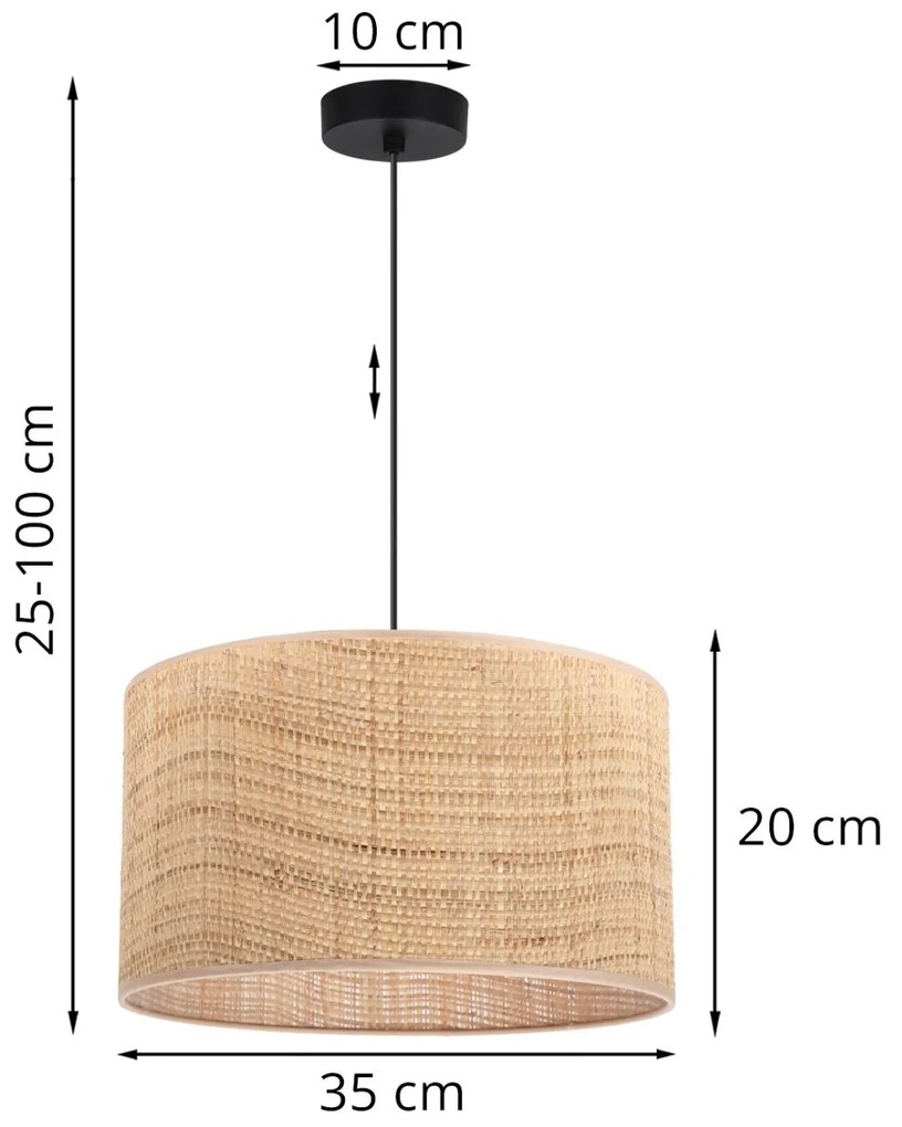 Závesné svietidlo Rattan, 1x ratanové tienidlo, (fi 35cm), b