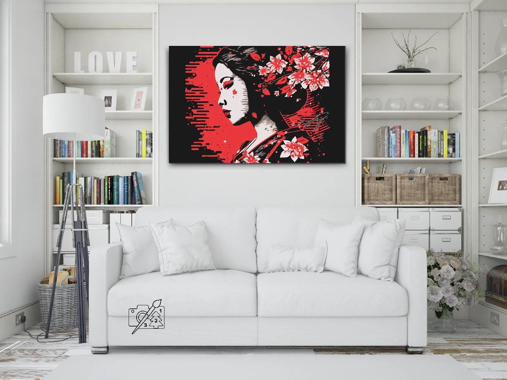 Gario Maľovanie podľa čísel Gejša Rozmery: 80 x 60 cm, Rámovanie: Iba zrolované plátno