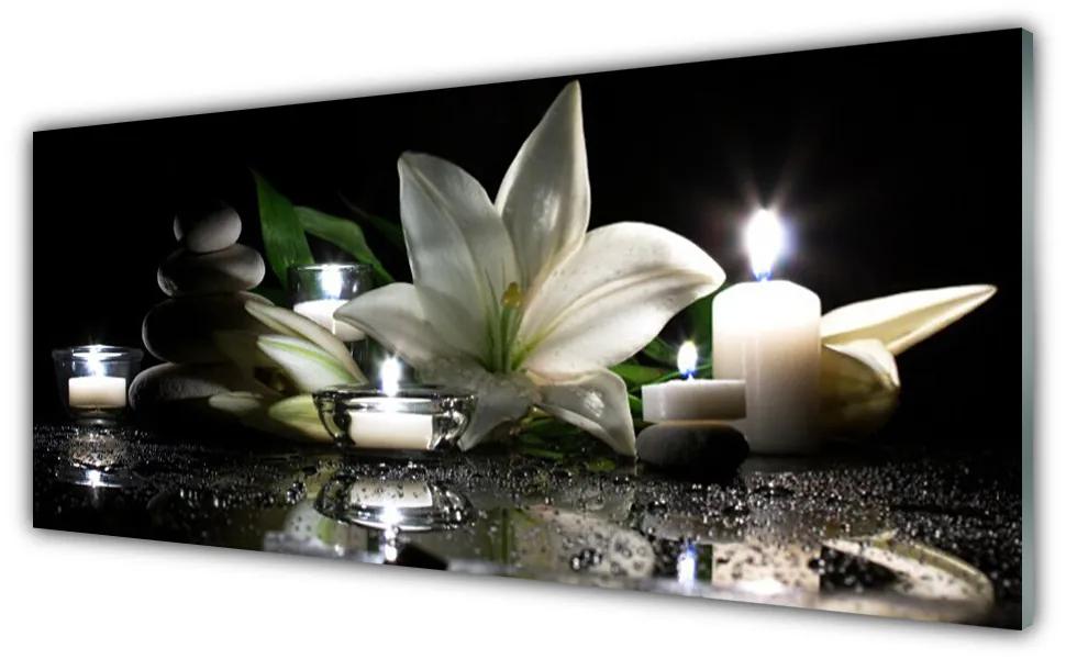 Obraz plexi Ľalia sviečky kamene kúpele 125x50 cm
