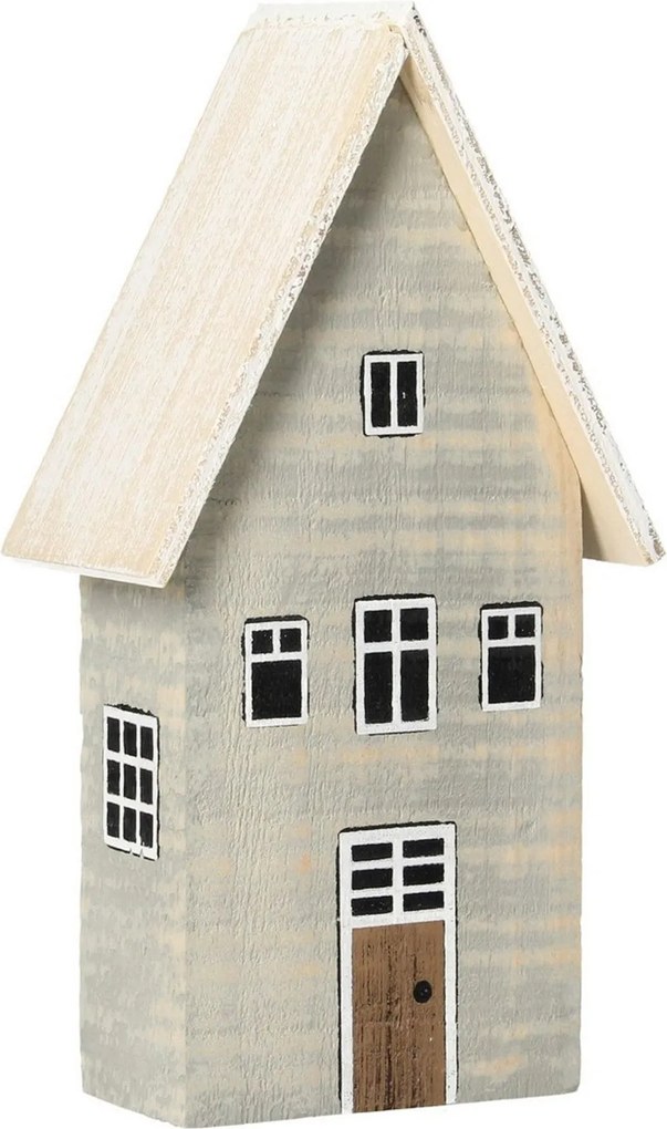 Dekorácia Snehový domček 19cm biely sivý