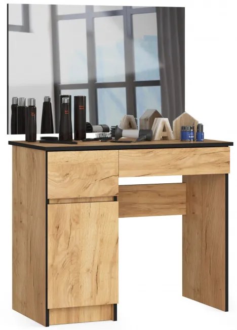 Toaletný stolík so zrkadlom CLP P-2/SL 900x600 ľavý, dub craft
