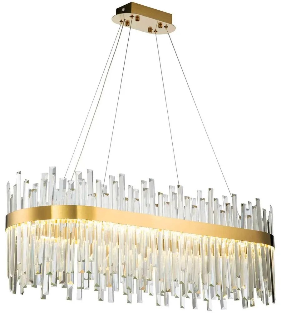 Toolight Toolight, LED krištáľové svietidlo 80x35 cm, APP1513-CP80, zlatá matná, OSW-03260