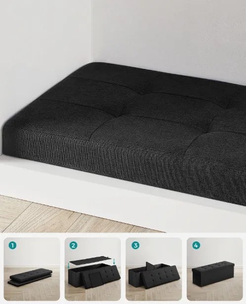 Taburet s úložným priestorom OTTOMAN 110x38 cm, čierny