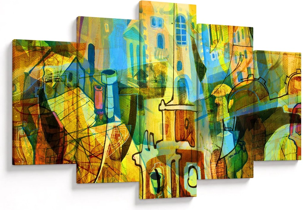 Obraz - Architektúra, kubistická abstrakcia (150x105 cm)