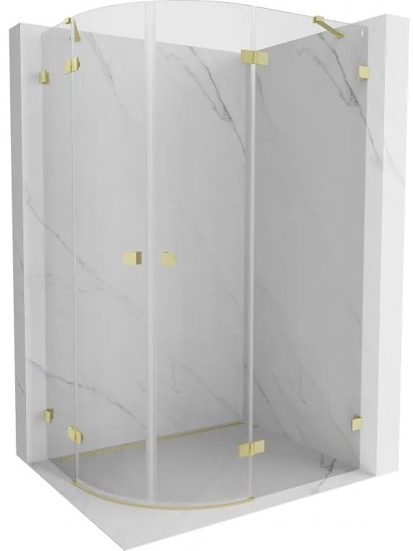 Mexen Lunar, pravý polkruhový sprchový kút 100 x 90 cm, 8mm číre sklo, zlatý matný profil, 833-100P-090L-55-00