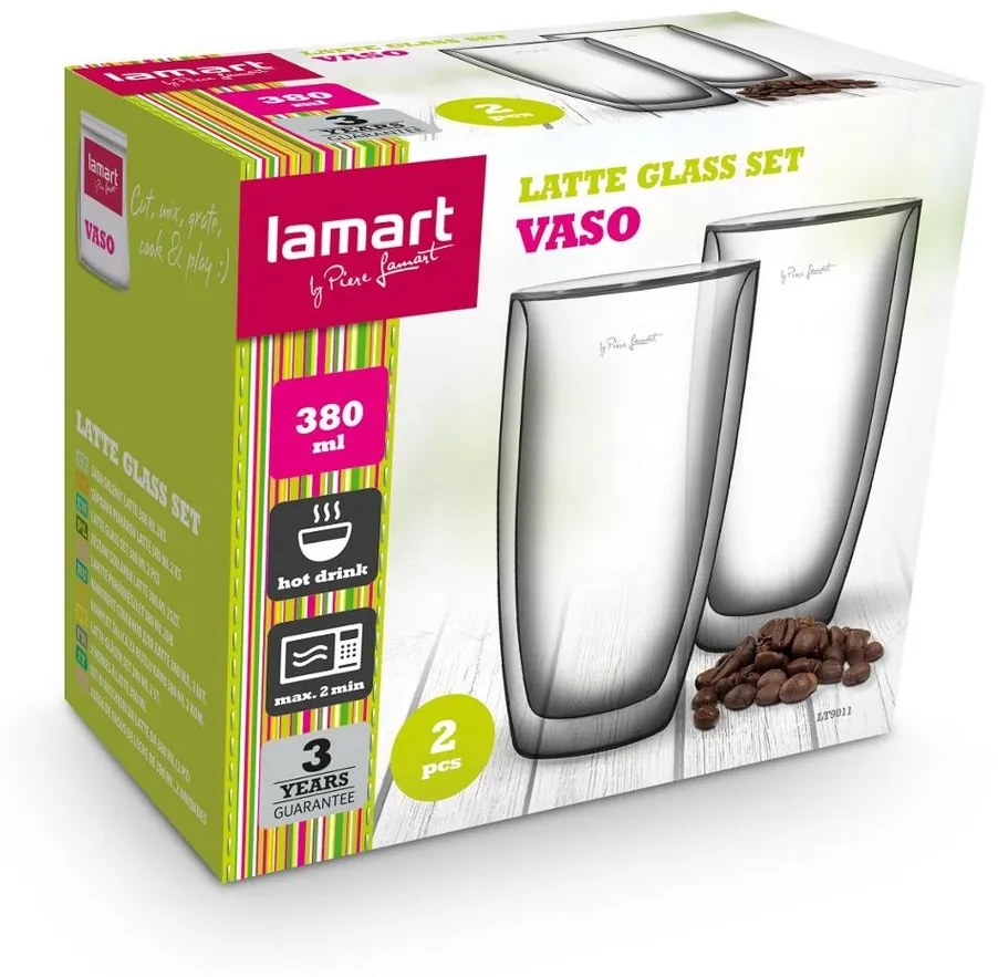 Lamart LT9011 sada pohárov Café Latte Vaso, 380ml, 2 ks