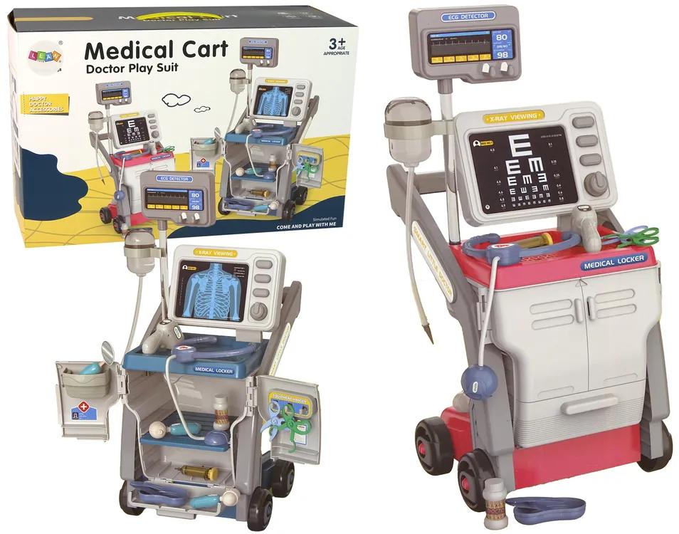 Lean Toys Sada Little Doctor - Svetloružový lekársky vozík