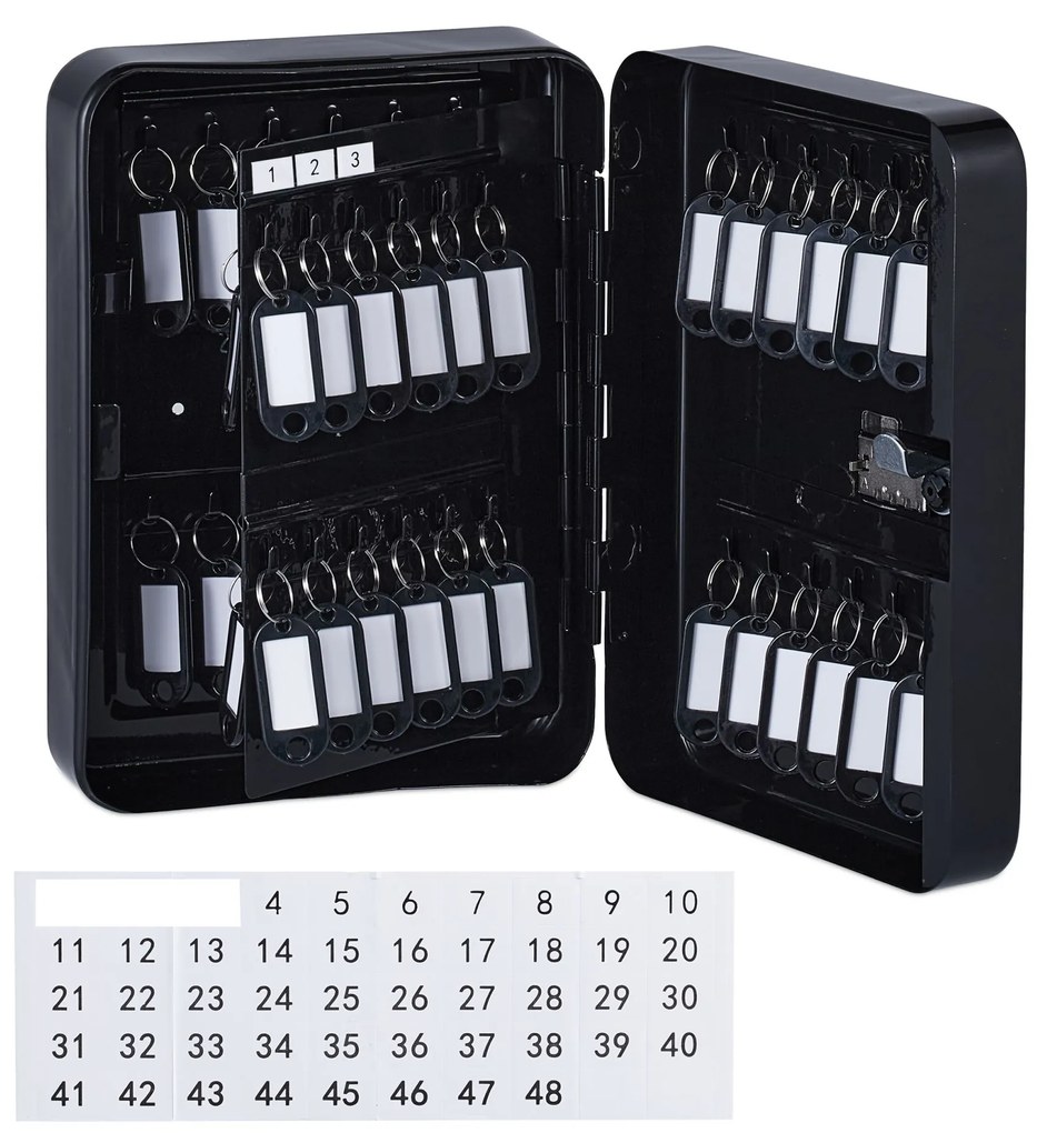 Skrinka na kľúče s kombinovaným zámkom RD47844, čierna