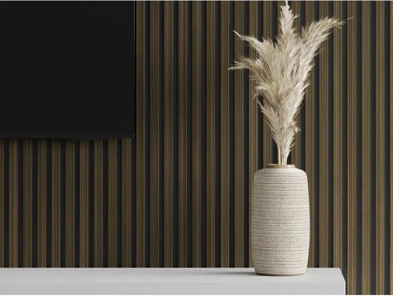 Mexen Lam-F, akustické stenové lamely 275 × 30 cm, plstený podklad 8 mm, technická dyha, eben kráľovský, S105-275307-3015-020