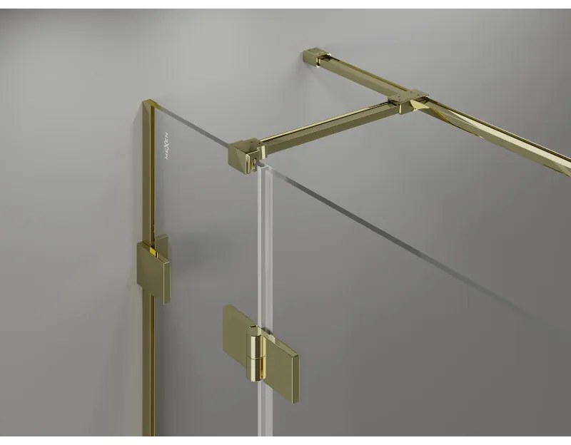 Mexen Lunar T, výklopný sprchový kút pravý 120 x 80 cm, 8mm číre sklo, zlatý profil, 834T-120-080-50-00-P