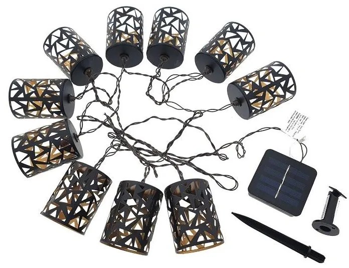 LED Solárna reťaz 10xE12/3,65m IP44 teplá biela