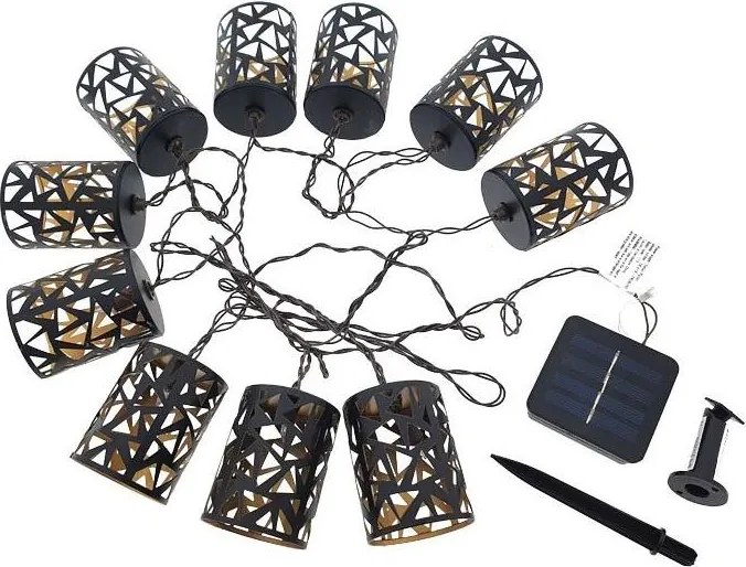 LED Solárna reťaz 10xE12/3,65m IP44 teplá biela