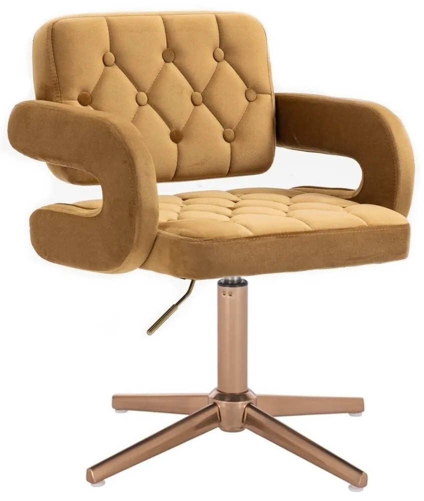 LuxuryForm DESIGN Kreslo ADRIA VELUR na zlatom kríži - medové