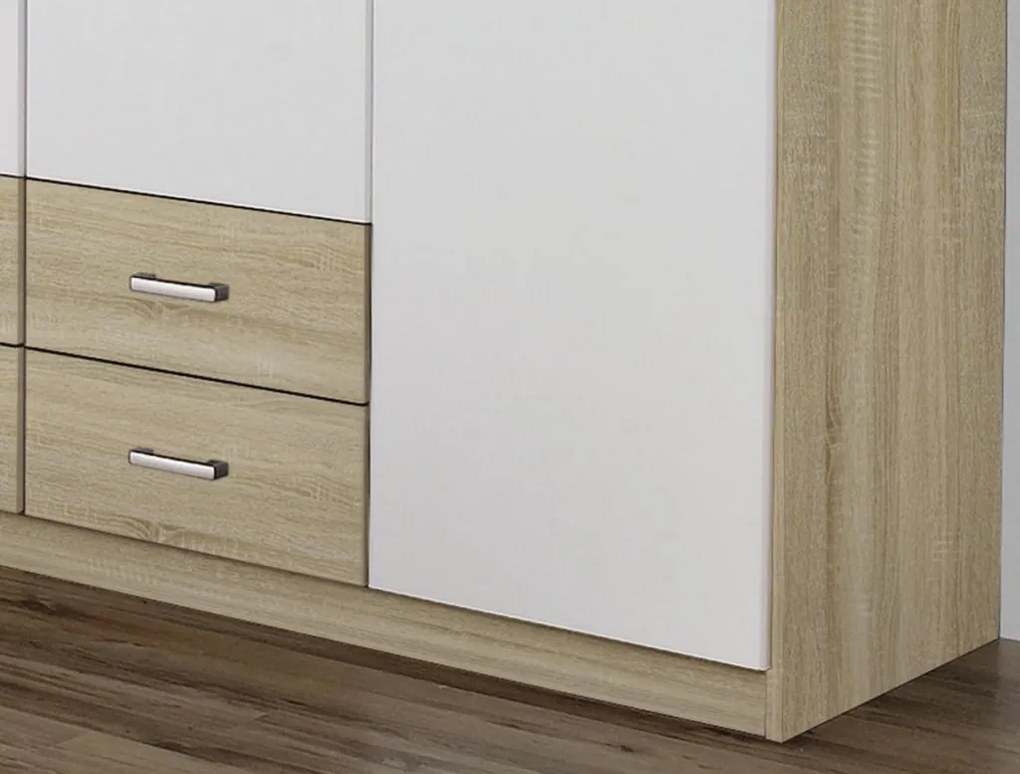 Šatníková skriňa Gamma, dub sonoma/biela