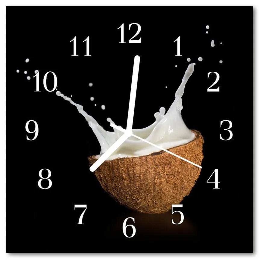 Nástenné sklenené hodiny Kokosový orech 30x30 cm