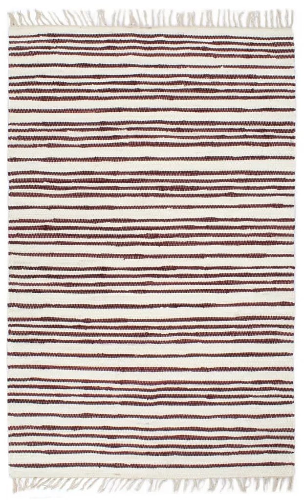 vidaXL Ručne tkaný koberec Chindi vínovo-biely 160x230 cm bavlnený