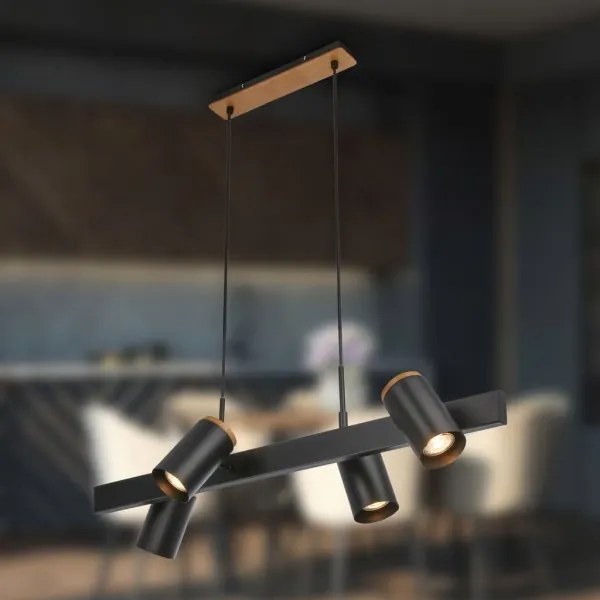 Briloner 4059045 - Závesné svietidlo ERA na lankách 4xGU10/10W/230V čierne