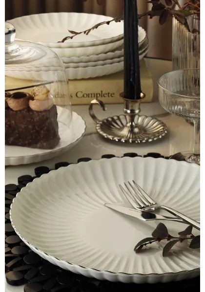 Jedálenská súprava 27 ks biela/strieborná/porcelán