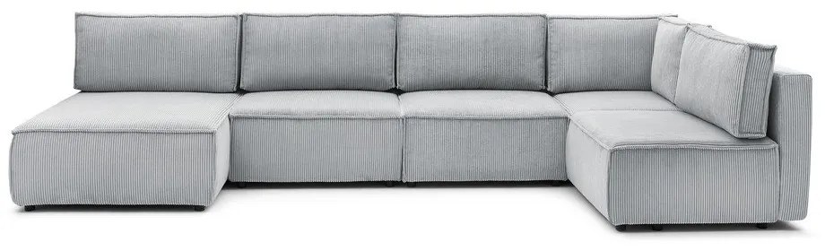 Svetlosivá menčestrová rohová pohovka (do tvaru "U"/variabilná) Nihad modular – Bobochic Paris