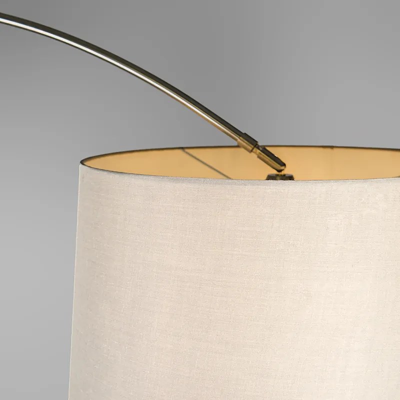 Oceľová oblúková lampa s bielym textilným tienidlom 45 cm - XXL