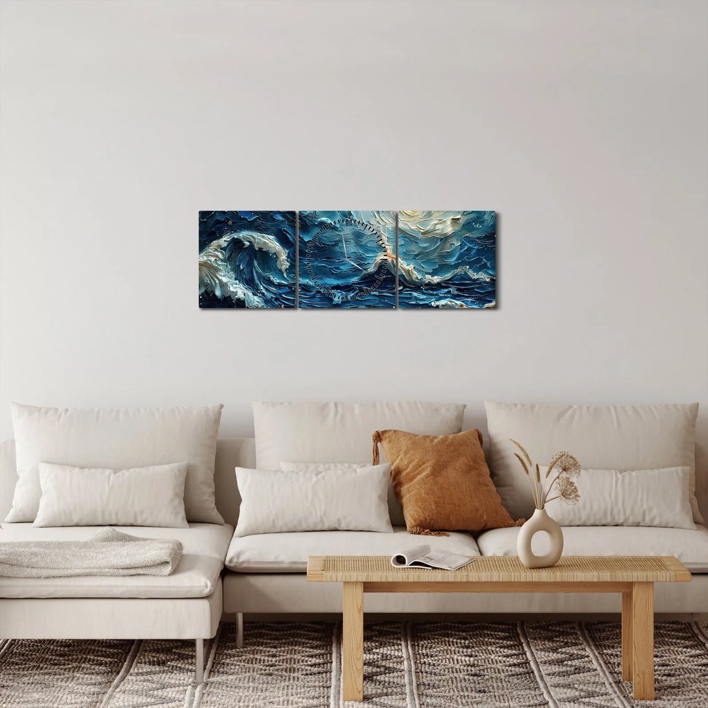 Obraz - Maľba oblohy a mora (s hodinami) (90x30 cm)