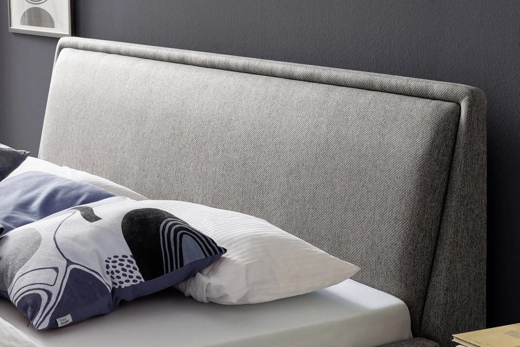 Čalúnená posteľ deria s úložným priestorom 140 x 200 cm sivá MUZZA