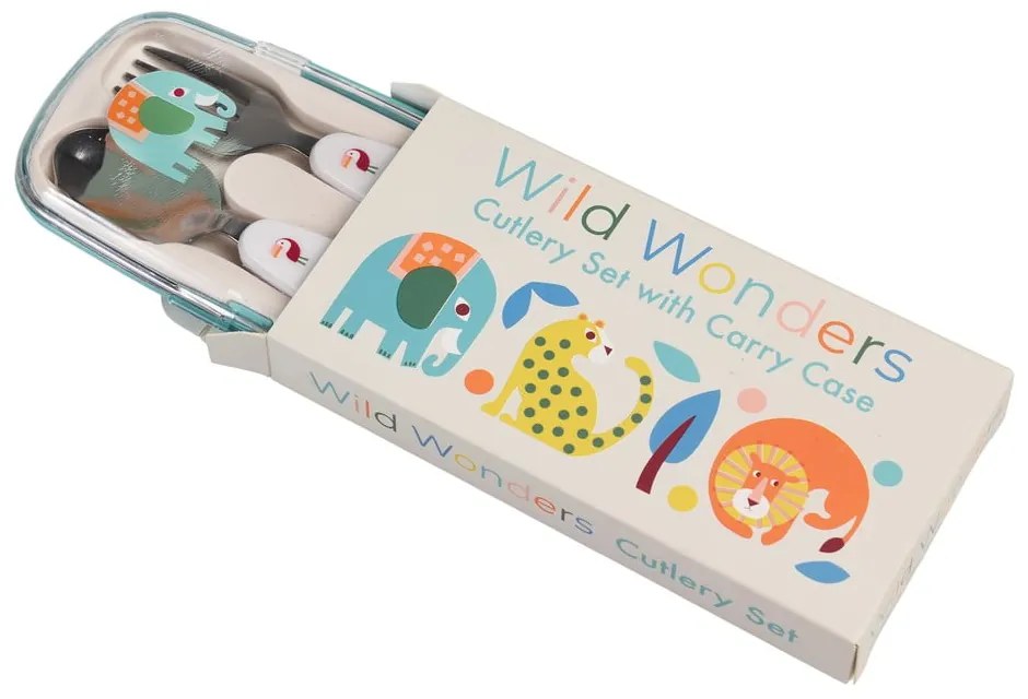 Krémový antikoro detský príbor 2 ks Wild Wonders – Rex London