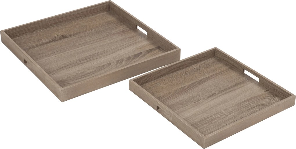 Hnedé drevené servírovacie tácky s otvormi (2 ks) - 50 * 50 * 5 cm