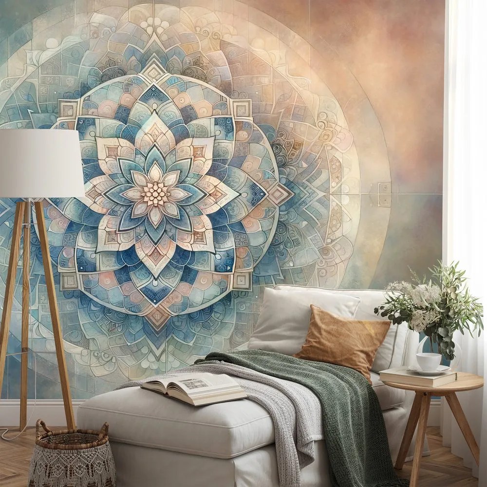 Samolepiaca tapeta mandala v pastelových tónoch