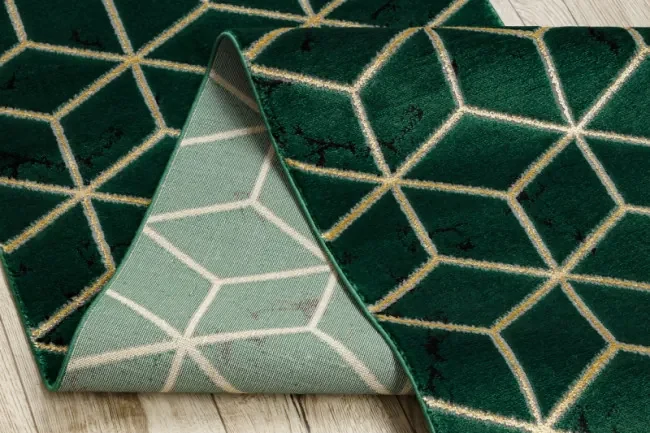 Behúň EMERALD exkluzívny 1014 glamour, styl kocka zelený/zlatý