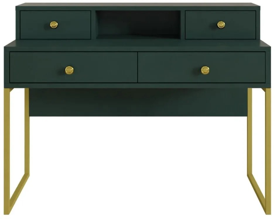 Dizajnový stôl JORDAN 120 cm tmavo zelená + zlaté nohy
