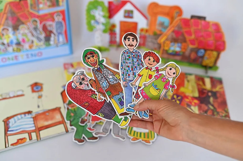 MARIONETINO Bábkové divadlo – Červená Čiapočka a Janko a Marienka (kompletný set, 9 bábok)