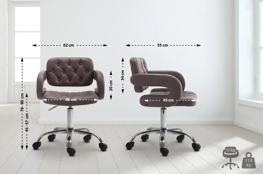 Design-Shop Pracovná stolička Dublin - koženka - Hnedá