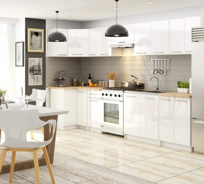 Spodná rohová kuchynská skrinka s doskou OLIWIA S90/90 biela, lesk