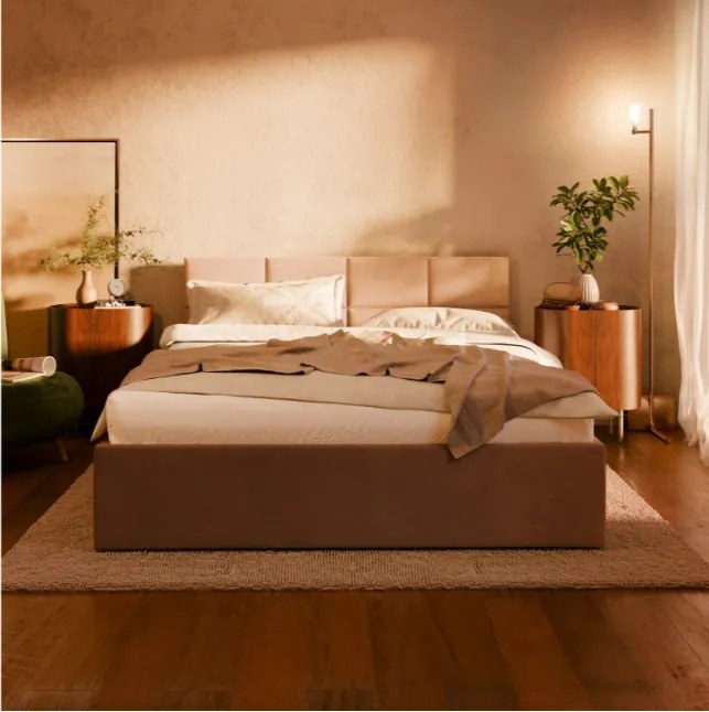 Manželská posteľ BORGO Velvet 160×200 cm béžová