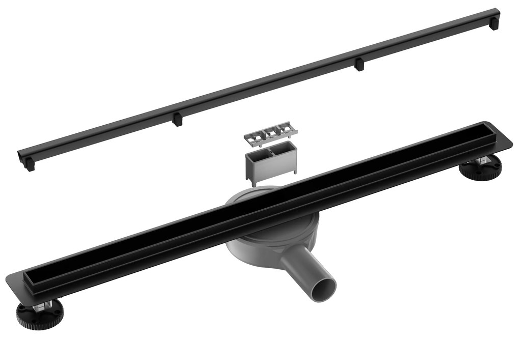 CERANO Cerano, Lineárny odtokový žľab Slim 100 cm s otočným sifónom o 360°, čierna, CER-CER-414914