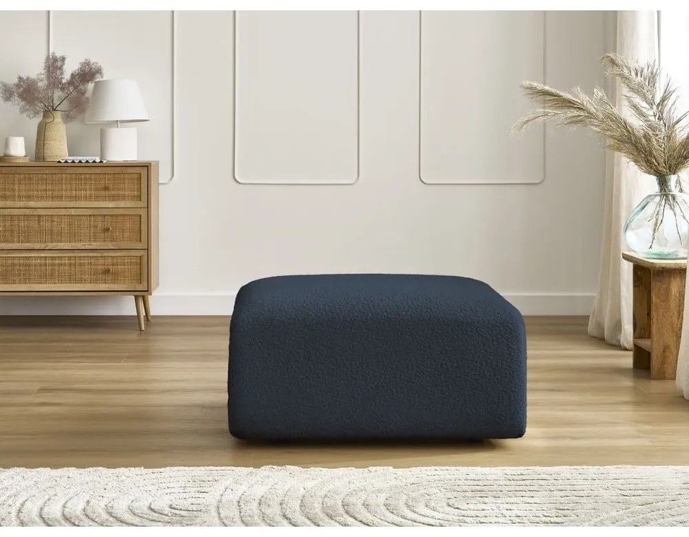 Tmavomodrá podnožka z textílie bouclé Tina – Bobochic Paris