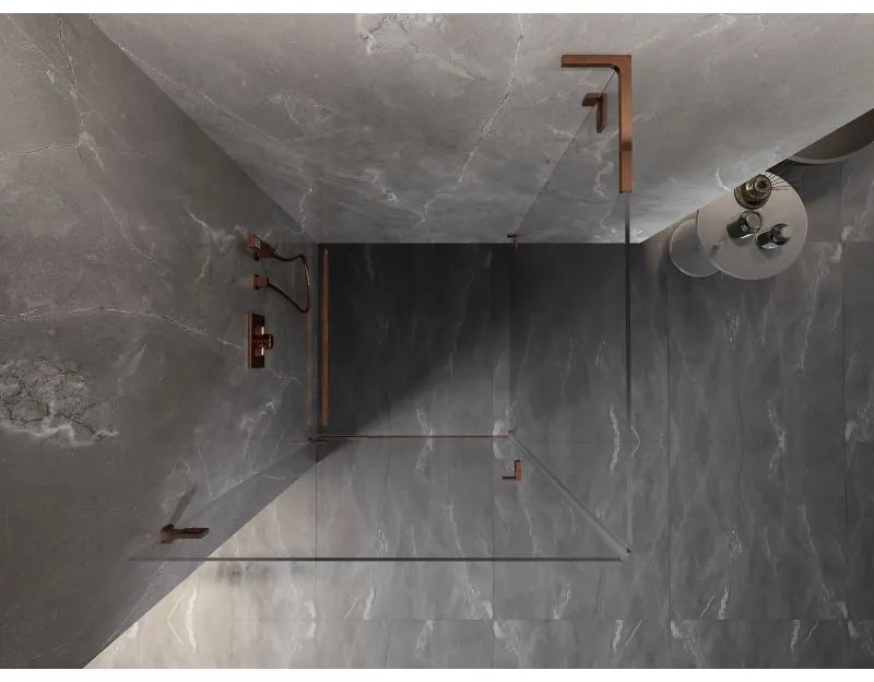 Mexen Lunar-B L, 1-krídlový sprchový kút, ľavý, 70 x 70 cm, 8mm číre sklo, ružové zlato profil, 832L-070-070-60-00-L